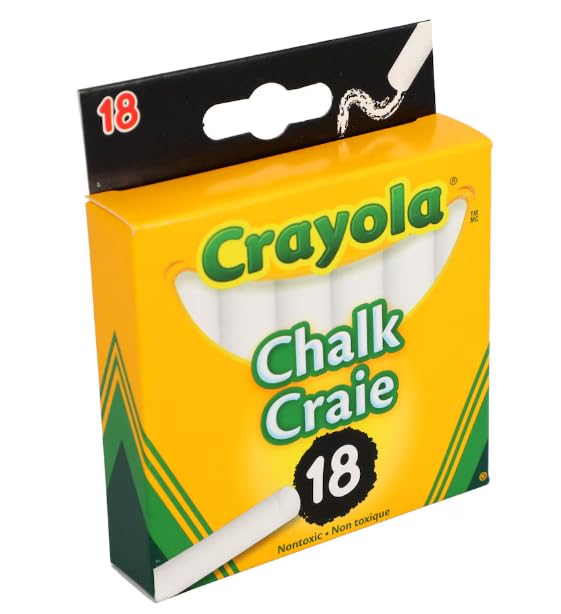 Crayola Non-Toxic White Chalk(18 ct box) and Colored Chalk(18 ct box) Bundle - Stock up for homes, classrooms, art classes, summer camps and beyond.