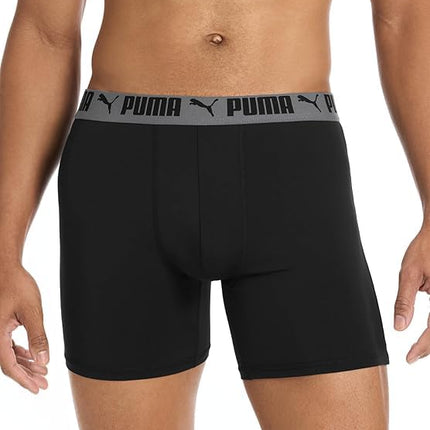 PUMA Men's 4 Pack Active Stretch Boxer Briefs, Black/Red, S