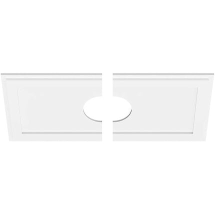 36"W x 18"H x 7"ID x 12 1/2"C x 1"P Rectangle Architectural Grade PVC Contemporary Ceiling Medallion, Two Piece