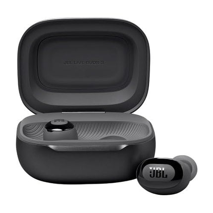JBL Live Buds 3 - Auriculares intrauditivos True Wireless con cancelación de ruido, 40 horas de reproducción, carga inalámbrica, 6 micrófonos para llamadas, conexión multipunto, resistentes al agua y al polvo con clasificación IP55 (negro)