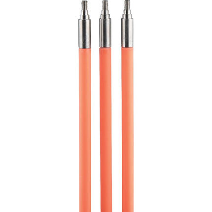 Klein Tools 50153 15-Foot Lo-Flex Flex Glow Fish Rod Set, (3) 1/4-Inch Fish Rods, Adapter, Bullet Nose, Attachments, Splinter Guard Coating