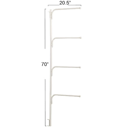 Household Essentials H12001 Hinge It Clutterbuster Four Bar Hanging Valet | Behind The Door Clothing and Towel Rack | White