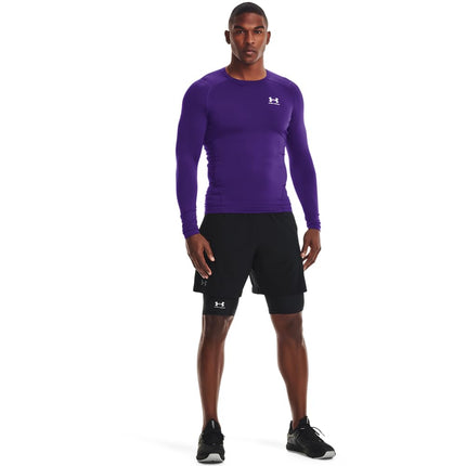 Camiseta de compresión de manga larga HeatGear Armour para hombre de Under Armour, morado (500)/blanco, extragrande alto