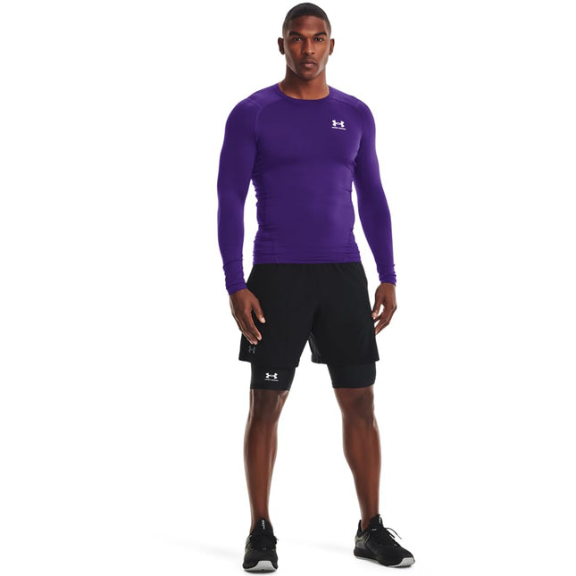 T-shirt de compression à manches longues Under Armour HeatGear pour homme, violet (500)/blanc, XXXL