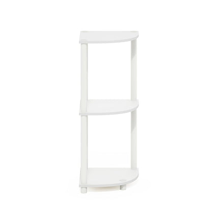 Furinno TURN-N-TUBE Corner Shelf, 3-Tier Corner Bookshelf, Display Storage Shelves with Open Shelves, for Organization and Storage, Living Room, Home Office, Garage, White
