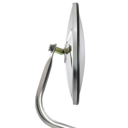 United Pacific 60037 Stainless Steel Hood Mount 8 ½” Round Convex Mirror, Chrome Plated, Adjustable View, Wide Angle Mirror – ONE unit