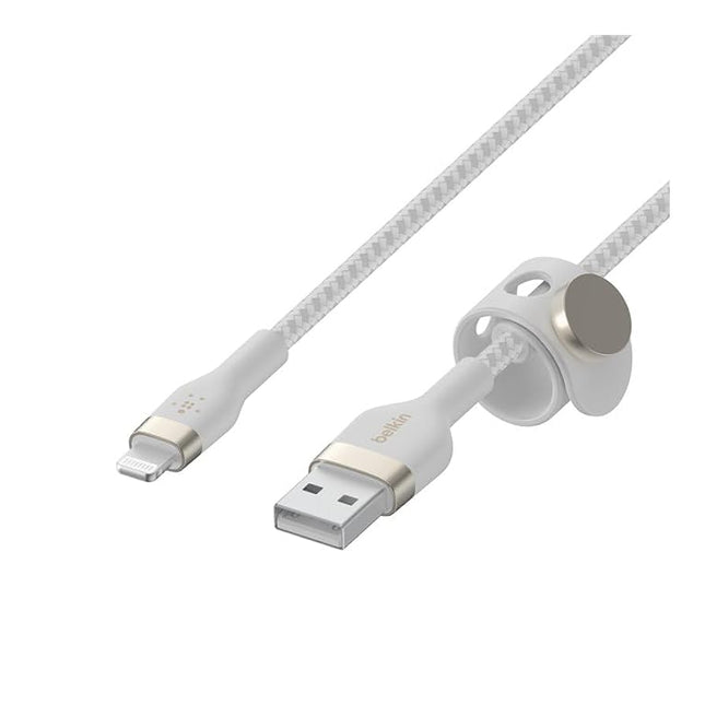 Belkin BoostCharge Pro Flex Braided USB Type A to Lightning Cable (3M/10FT), MFi Certified Charging Cable for iPhone 14/14 Plus, 13, 12, Pro, Max, Mini, SE, iPad and More - White