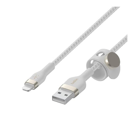 Belkin BoostCharge Pro Flex Braided USB Type A to Lightning Cable (2M/6.6FT), MFi Certified Charging Cable for iPhone 14/14 Plus, 13, 12, Pro, Max, Mini, SE, iPad and More - White