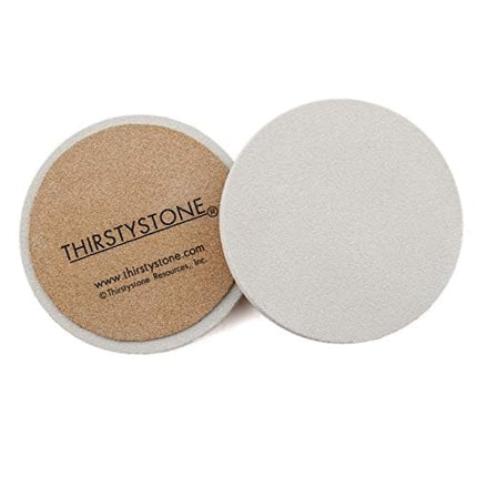 Thirstystone Natural Sandstone Coaster with Protective Cork Backing 4 Pack Eco-Friendly, Absorbent, Easily Wipes Clean