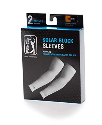 Manches de golf PGA TOUR Standard Solar Block, paquet de 2, Caviar, Grande/Très Grande