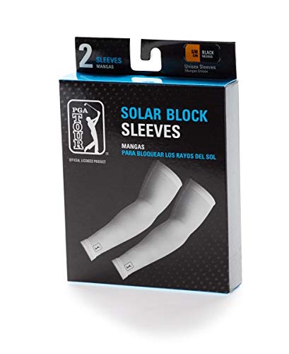 PGA TOUR Unisex Adult Solar Block Sleeves, 2 Count, Caviar, Extra Small/Small