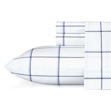 Nautica - King Sheet Set, Cotton Percale Bedding Set, Crisp & Cool, Lightweight & Breathable (Plot Blue, King)