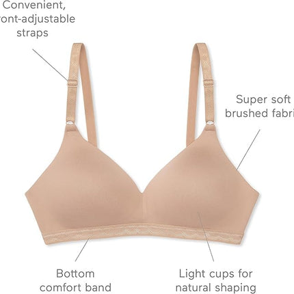 Warner's Womens Women's Cloud 9® Super Soft Wireless Lightly Lined Comfort Bra 1269, Black Brushed Ditsy, 36B