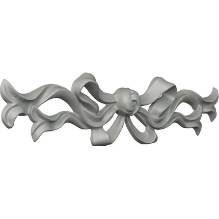 Ekena ONL13X03X01VE 13" W x 3" H x 3/4" P Versailles Medium Ribbon with Bow Center Onlay, Primed
