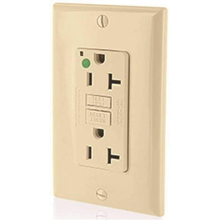 Leviton GFNT2-HGI 20A-125V Extra-Heavy Duty Hospital Grade Non-Tamper-Resistant Duplex Self-Test GFCI Receptacle, Ivory, 20-Amp