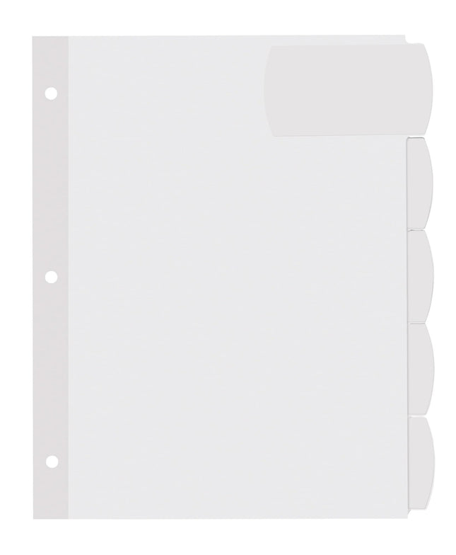Avery Big Tab Printable White Label Dividers with Easy Peel, 5 Tabs, 1 Set (14436)