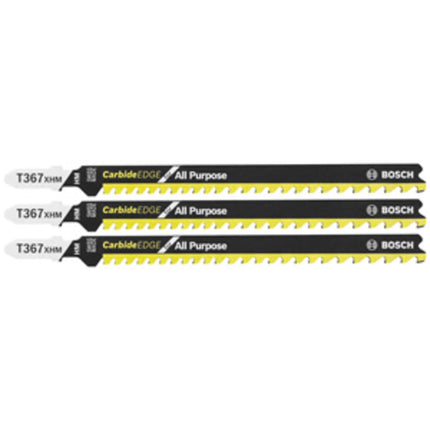 Bosch T367XHM3 5-7 TPI Carbide Edge T-Shank Jig Saw Blades for All-Purpose (3 Piece), 5-3/16"