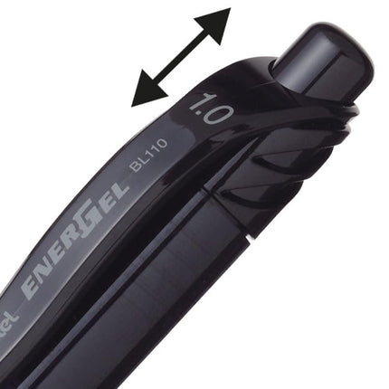 Pentel 1.0mm Energel Retractable Gel Rollerball Pen - Black, 12 pack