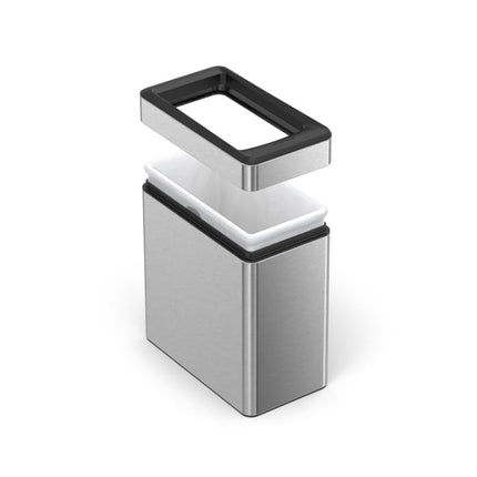 simplehuman CW1225 10L Slim Profile Open Office Business Commercial Bin, Lift-Off Lid, Inner Bucket, Fingerprint-proof, Brushed Stainless Steel, W 15.8 cm x H 33.1 cm x D 28.8 cm