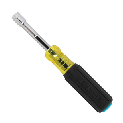 Klein Tools 65414 Heavy-Duty Hollow Shaft Nut Driver, Color-Coded 1/4-Inch Hex, Pass Through Design, 6-Point Socket, and Cushion-Grip Handle