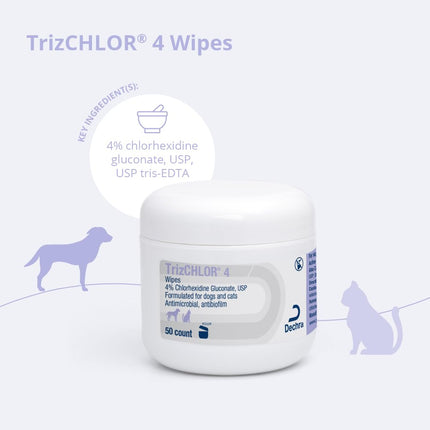 TrizCHLOR 4 Wipes for Dogs and Cats, 50 Count