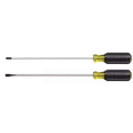 Klein Tools 85072 2-Piece Screwdriver Se, Made in USA, with Long Blade Slotted and Phillips Screwdrivers, Heat Treated Shafts and Cushioned Grips
