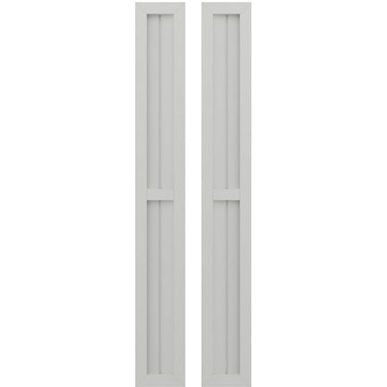 Ekena Millwork ARW101BF207X35STH Americraft Exterior Real Wood Two Equal Panel Framed Board-n-Batten Shutters (Per Pair), 7"W x 35"H, Hailstorm Gray