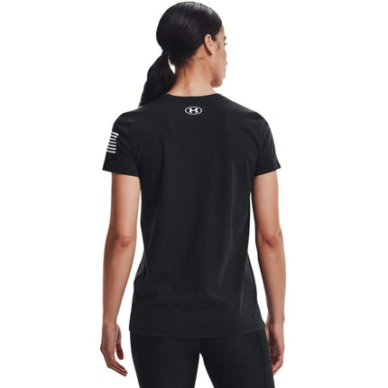 Camiseta Under Armour New Freedom Logo para mujer, Negro (002)/Blanco, Mediana