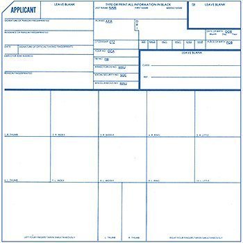 Fingerprint Cards, Applicant FD-258, 25 PackL8