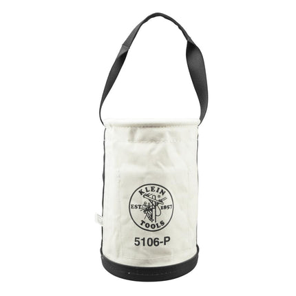Klein Tools 5106P Storage Bucket, Canvas Tool Bucket, 9-Inch Diameter, 14-Inch Height, No. 6 Canvas, Web Handle, Interior Pockets