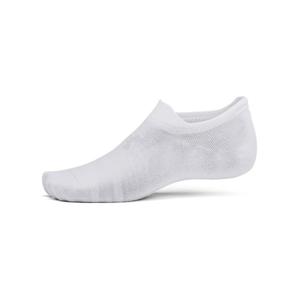 Under Armour Unisex-Adult Essential Ultra Low Tab Socks 6 Pack, (100) White/White/Halo Gray, Medium