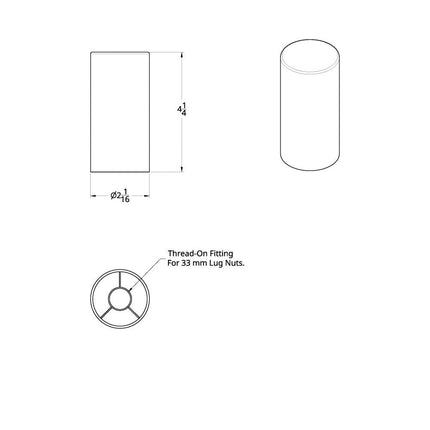 United Pacific 10034Cb - Wheel Lug Nut Cover Set - 33Mm X 4-1/4" Chrome Plastic Tall Cylinder Nut Cover - Thread-On (60