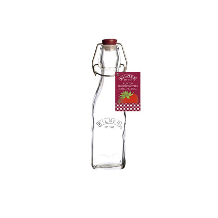 Kilner Square Glass Clip Top Bottle, 0.25 L Transp