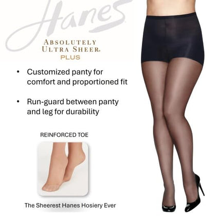 Collant voile ultra Hanes Plus Absolutely, galbant et pointes renforcées pour femme,