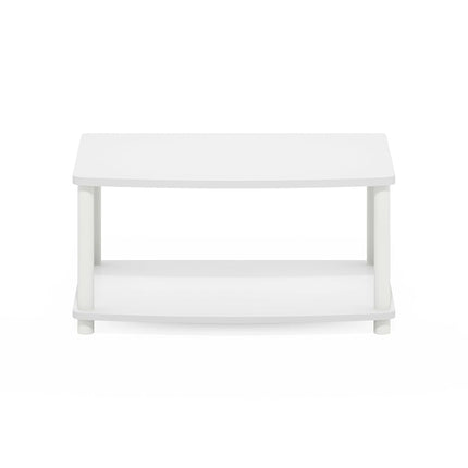 Furinno TURN-N-TUBE TV Riser Stand, 2-Tier Small Elevated No Tools TV Stand, TV Console for TV up to 32 inch, 15.8 x 23.8 x 11, for Living Room, Bedroom, White