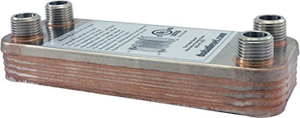 Duda Energy HX1210:F12 B3-12A 10 Plate Stainless Steel Heat Exchanger with 1/2" Female NPT Ports Copper Brazed, 1.2" Height, 2.9" Width, 7.5" Length