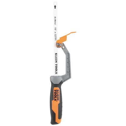 Klein Tools 31432FC Mini Finish-Cut Hacksaw, 10-Inch 32 TPI Bi-Metal Blade Hand Saw, Cuts Plastic, Wood, and Thin-Wall Metal in Tight Spaces