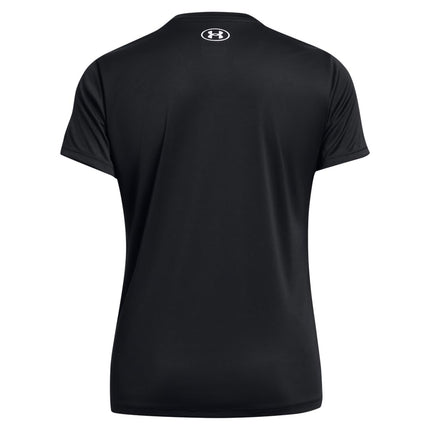 Under Armour Womens Velocity Solid Short Sleeve V Neck T Shirt, (001) Black / / Metallic Silver, L