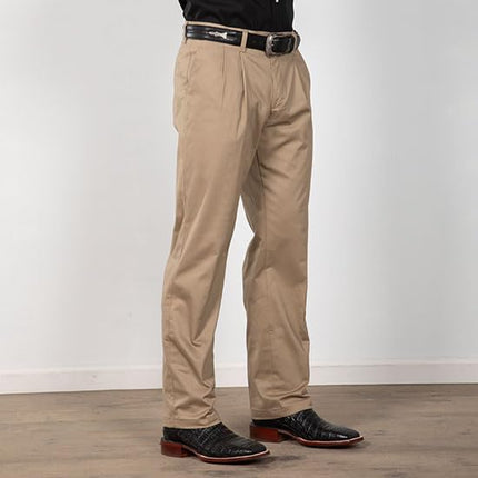 Wrangler Men's Pleated Front Casual Pant, Khaki, 28W x 32L