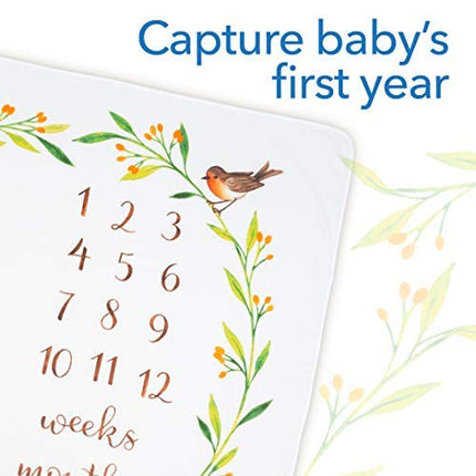 Baby Monthly Milestone Blanket, Soft Woodland Photo Blanket for Baby Boy & Baby Girl, Nursery Bed Blanket, Newborn Essentials, Baby Registry Must Haves
