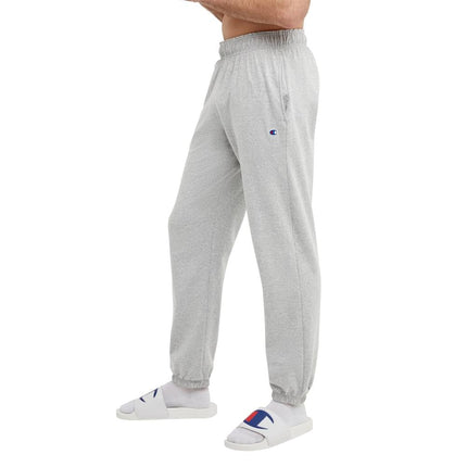 Champion Men's Everyday Fitted Ankle Cotton Knit Pants, 31.5" Inseam, Left Hip C Logo, Oxford Grey, 3X-Large