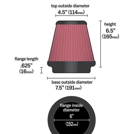 K&N RU-5107 Universal Clamp-On Air Filter