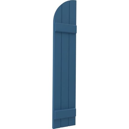 Ekena Millwork ARW101BQ311X31HBH Americraft Three 2 Exterior Real Wood Joined Board-n-Batten Shutters w/Arch Top (Per Pair), 10 1/2"W x 31"H, Sojourn Blue