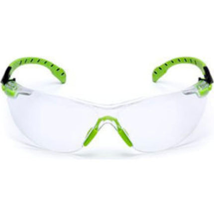 3M Safety Glasses, Solus 1000 Series, ANSI Z87, Scotchgard Anti-Fog, Clear Lens, Green/Black Frame