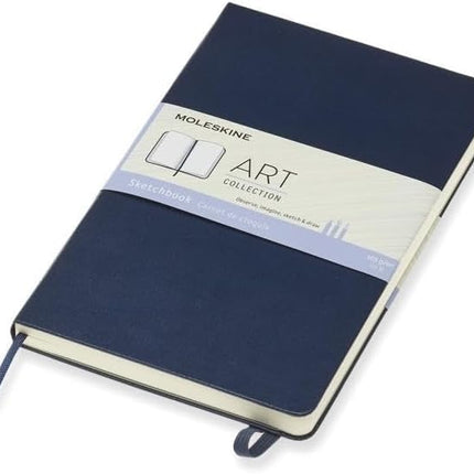 Moleskine 13 x 21 cm Large Art Collection Sketchbook Drawing Pad Notebook Album with Hard Cover and Elastic Closure, Paper Suitable for Pens, Pencils and Crayons, Black, 88 Pages,Blue