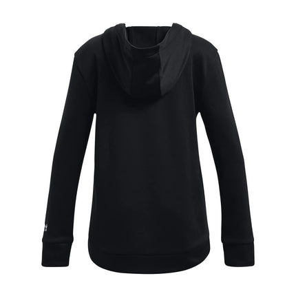 Under Armour Girls' Standard Fleece Branded Hoodie, (001) Black / / White, Youth Small