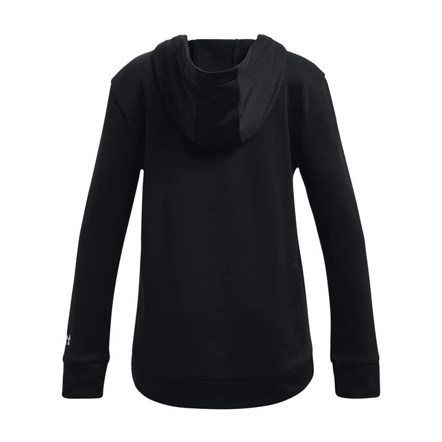Under Armour Girls' Standard Fleece Branded Hoodie, (001) Black / / White, Youth Medium