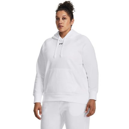 Under Armour Women's Rival Fleece Hoodie, (100) White / / Black, XS