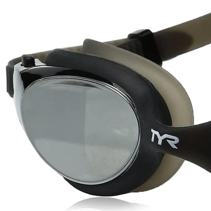 TYR Unisex Adult Vesi Mirrored Low Profile Swimming Goggles - Silver/Black/Black, Medium