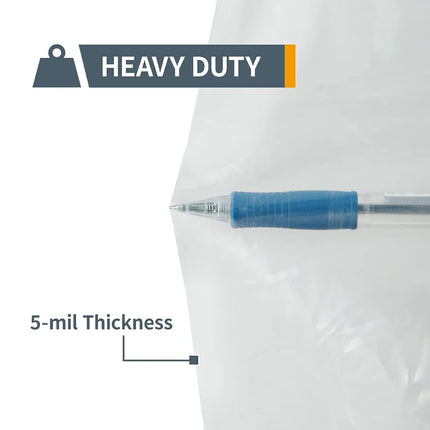 POWERTEC 70008 Clear Plastic Dust Collection Bags, 14-Inch x 32-Inch | Dust Collector Bags for Machine with 14” Filter Drum – 5 Pack